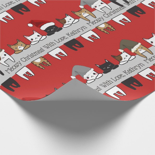 Personalised Kitty Cats Holiday Wrapping Paper (Corner)