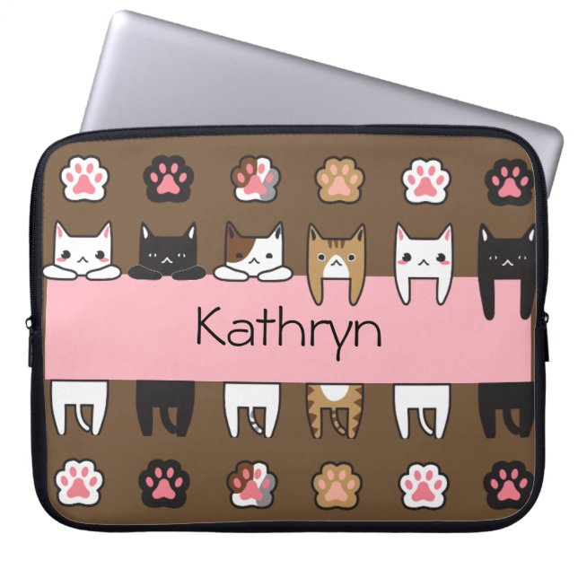 Personalised Kitty Cats Laptop Sleeve (Front)