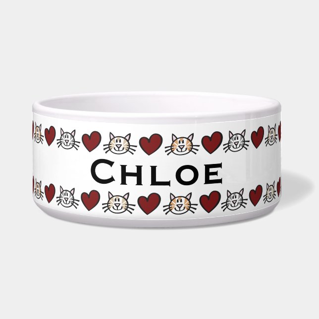 Personalised Kitty Love Pet Feed Bowl (Front)