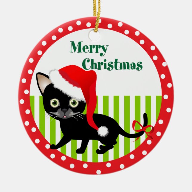 Personalised Kitty's Merry Christmas Ornament (Front)