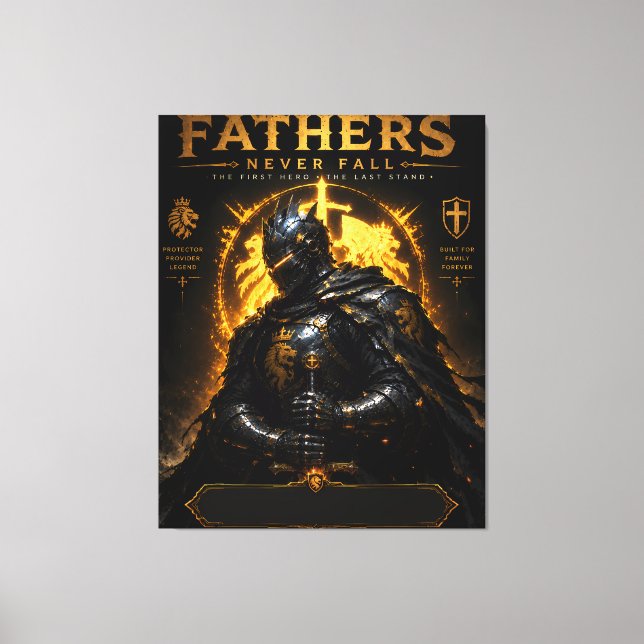 Personalised Knight Father Canvas Wall Art (Front)