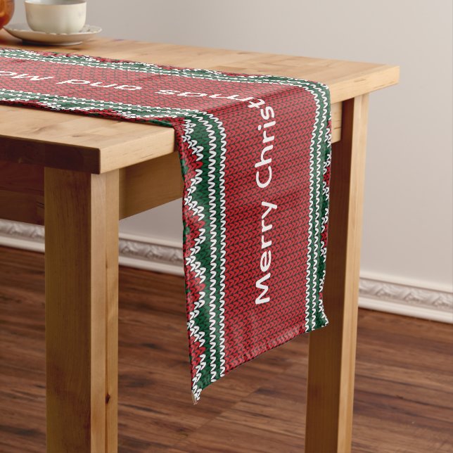 Personalised Knit-Pattern Christmas Table Runner (In Situ)