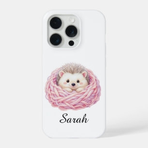 Personalised Knitted Hedgehog iPhone 15 Pro Case