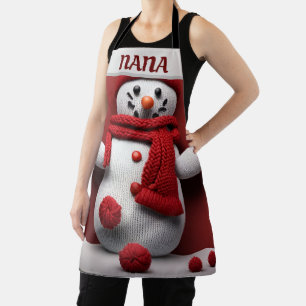 Personalised knitted snowman apron
