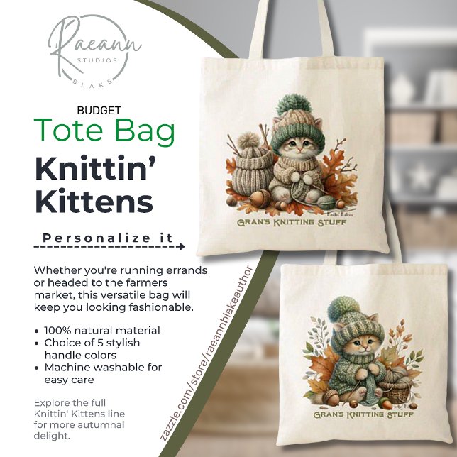 Personalised Knittin' Kittens Budget Tote Bag (Creator Uploaded)