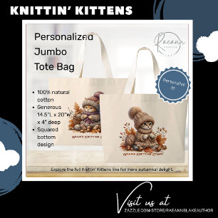 Personalised Knittin' Kittens Jumbo Tote Bag