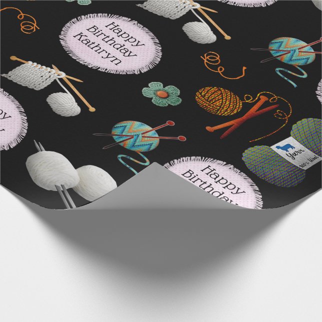 Personalised Knitting/Crochet Multi-Occasion Wrapping Paper (Corner)