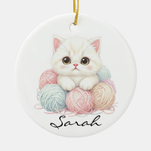 Personalised Knitting Kitten Ornament