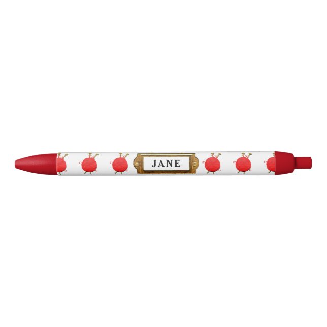 Personalised Knitting Knitter Black Ink Pen (Front)