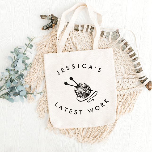 Personalised Knitting Needles Cute Crafter gift Tote Bag (Creator Uploaded)