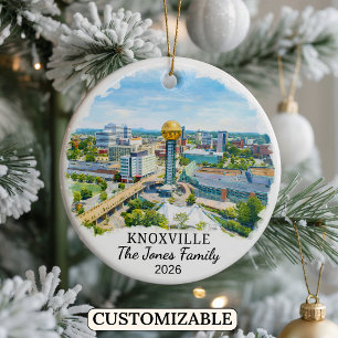 Personalised Knoxville Ornament, Custom Tennessee Ceramic Tree Decoration
