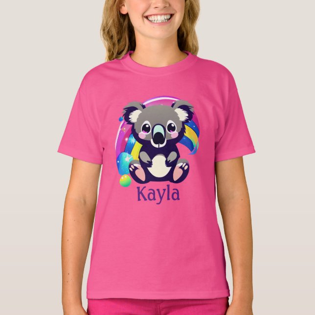 Personalised Koala Bear and Rainbow T-Shirt (Front)