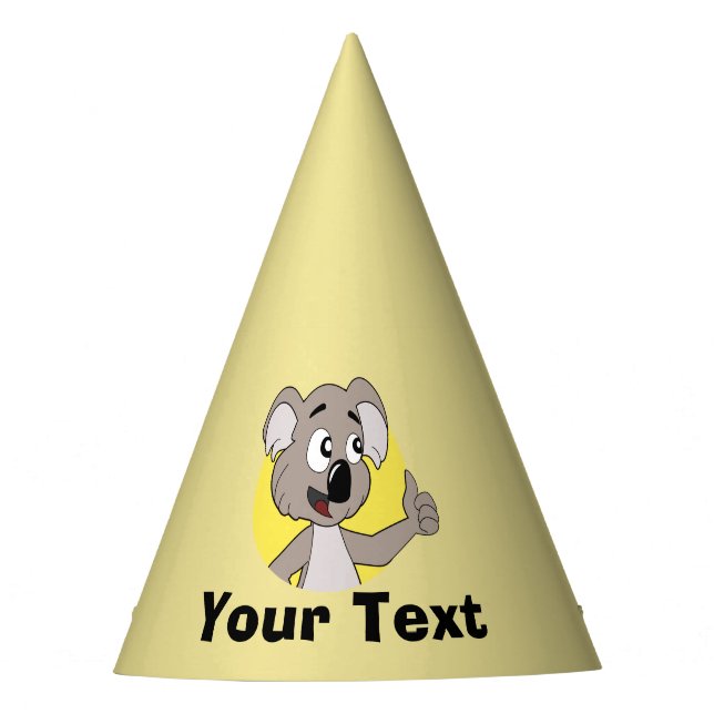 Personalised Koala bear cartoon Party Hat (Front)