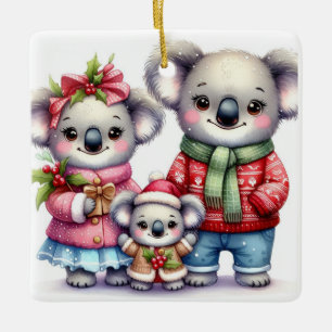 Personalised Koala Bear Family Christmas Ceramic Ornament