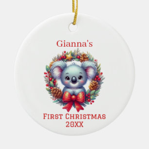 Personalised Koala Bear First Christmas Ceramic Tree Decoration