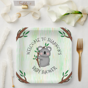 Personalised Koala Bear Themed Baby Shower Paper Plate