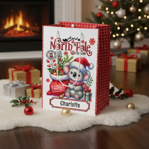 Personalised Koala Christmas Name Medium Gift Bag