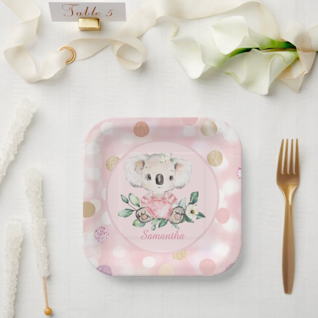 Personalised koala paper plate (Wedding)