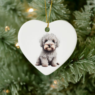 Personalised Komondor Puppy Ceramic Tree Decoration