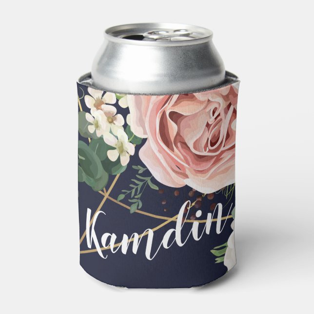 Personalised Koozie Can Holder Geometric Navy Blue (Can Front)