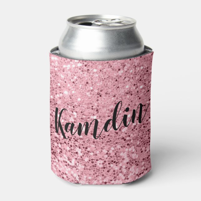 Personalised Koozie Can Holder Rose Gold Glitter (Can Front)
