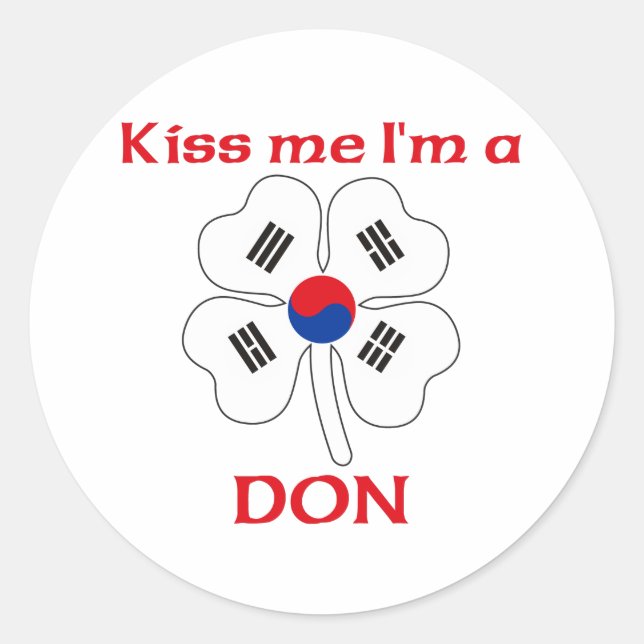 Personalised Korean Kiss Me I'm Don Classic Round Sticker (Front)