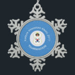 Personalised Korean (South) Angel Hanukkah Flag Snowflake Pewter Christmas Ornament<br><div class="desc">Pewter snowflake ornament, designed for families with multiple religions, features blue and white squiggly squares for Hanukkah making up the background for this Republic of Korea flag or South Korean flag angel. Add a name, yours or someone else's for a personalised gift. Customise by adding the correct year for your...</div>