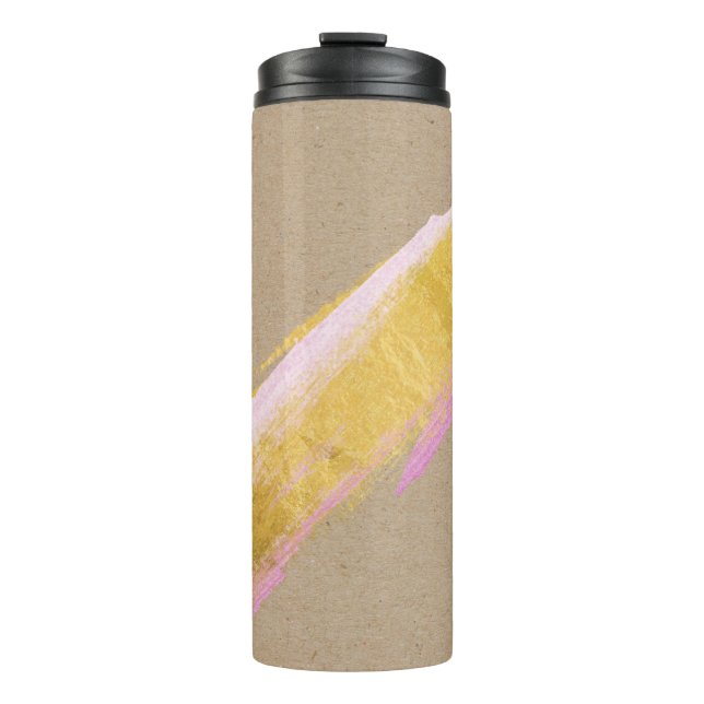 Personalised Kraft Gold Pink Brush Tumbler (Front)