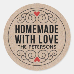 Personalised Kraft Homemade With Love Classic Round Sticker