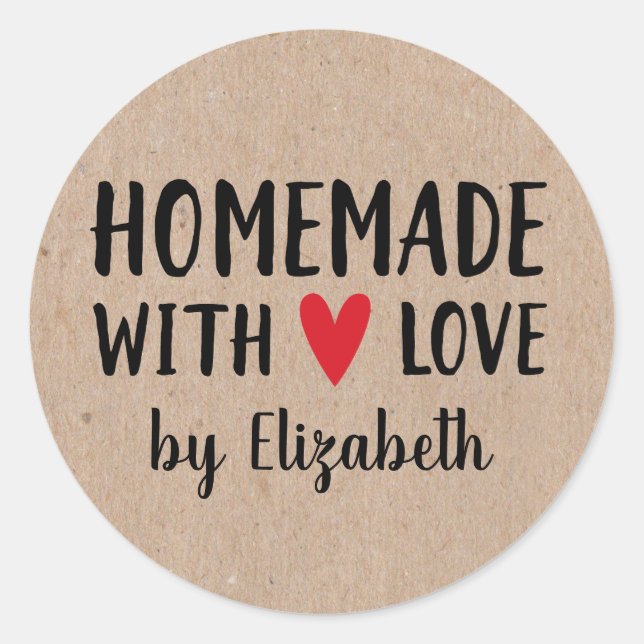 Personalised Kraft Homemade With Love Sticker (Front)