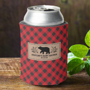 Personalised Kraft Lumberjack Buffalo Plaid Can Co Cooler