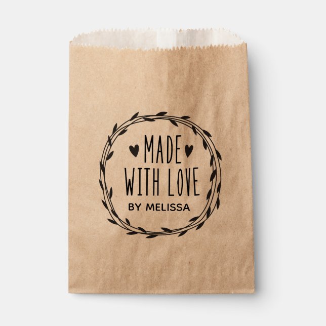 Personalised Kraft Made With Love Favour Bags (Front)