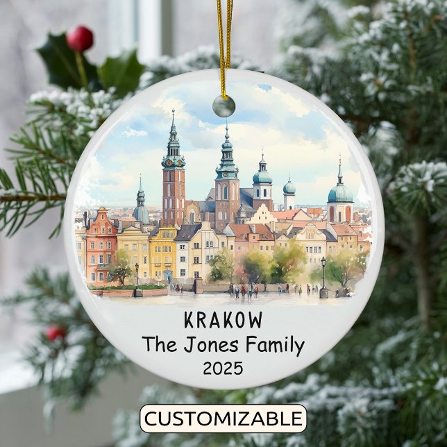 Personalised Krakow Ornament, Poland Ceramic Tree Decoration (Creator Uploaded)