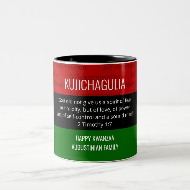 Personalised KUJICHAGULIA Kwanzaa Two-Tone Coffee Mug (Center)