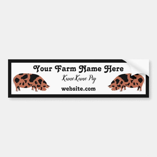 Personalised KuneKune Pig Bumper Sticker (Front)