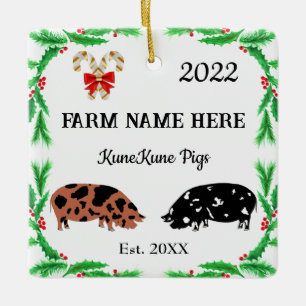 Personalised KuneKune Pig Farm Christmas #2 Ceramic Ornament