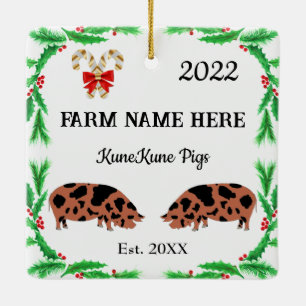 Personalised KuneKune Pig Farm Christmas Ceramic Ornament