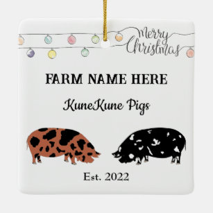 Personalised KuneKune Pig Farm White Christmas #2 Ceramic Ornament