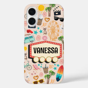 Personalised L.A. Vibes Doodle iPhone 16 Case