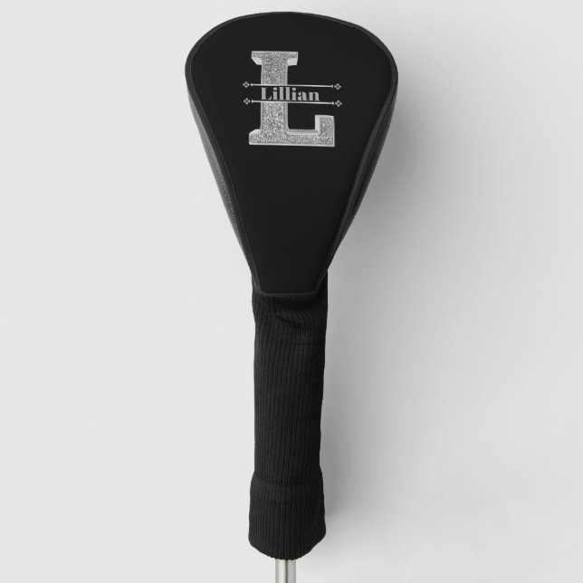 Personalised L Initial Silver Monogram Your Name   Golf Head Cover (Front)