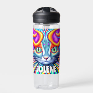 Personalised Label Unique Mystical Kitty Cat Water Bottle