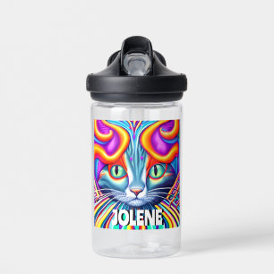 Personalised Label   Unique Mystical Kitty Cat Water Bottle