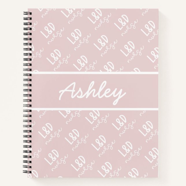 Personalised Labour and Delivery Nurse Pattern  Notebook (Front)