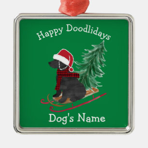 Personalised Labradoodle Christmas Sled Metal Tree Decoration