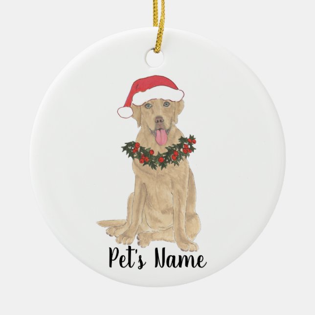 Personalised Labrador (Dudley) Ceramic Tree Decoration (Front)