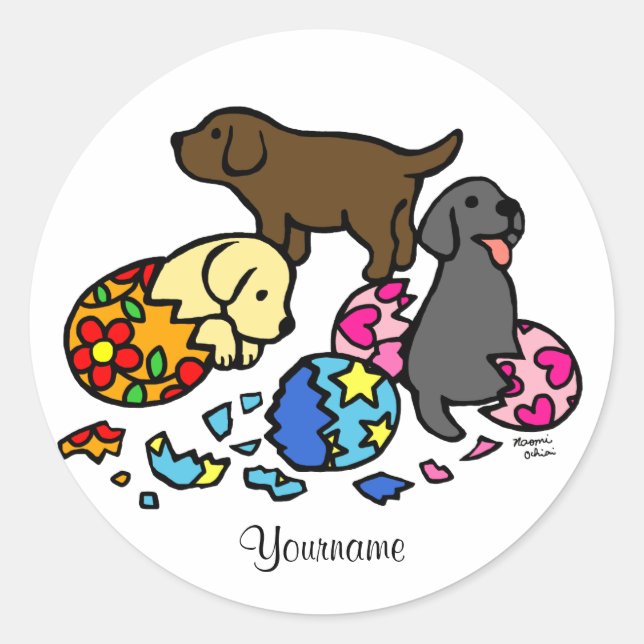 Personalised Labrador Puppies from Eggs Classic Round Sticker (Front)