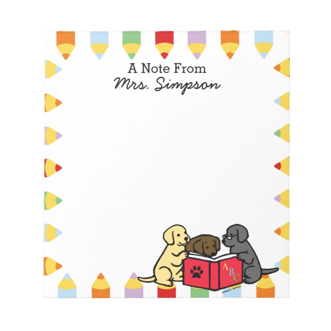 Personalised Labrador Puppies Reading Notepads (Front)