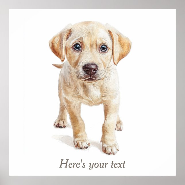 Personalised Labrador Puppy Dog Nursery Print (Front)