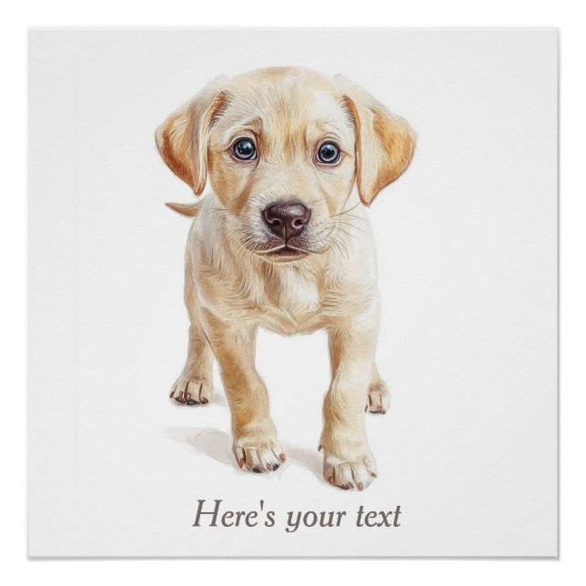 Personalised Labrador Puppy Dog Nursery Print (Front)