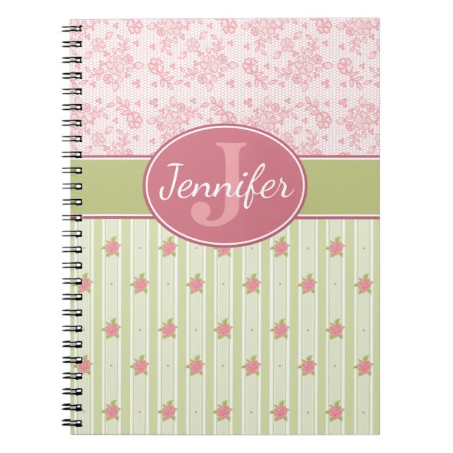 Personalised Lace & English Garden Notebook (Front)